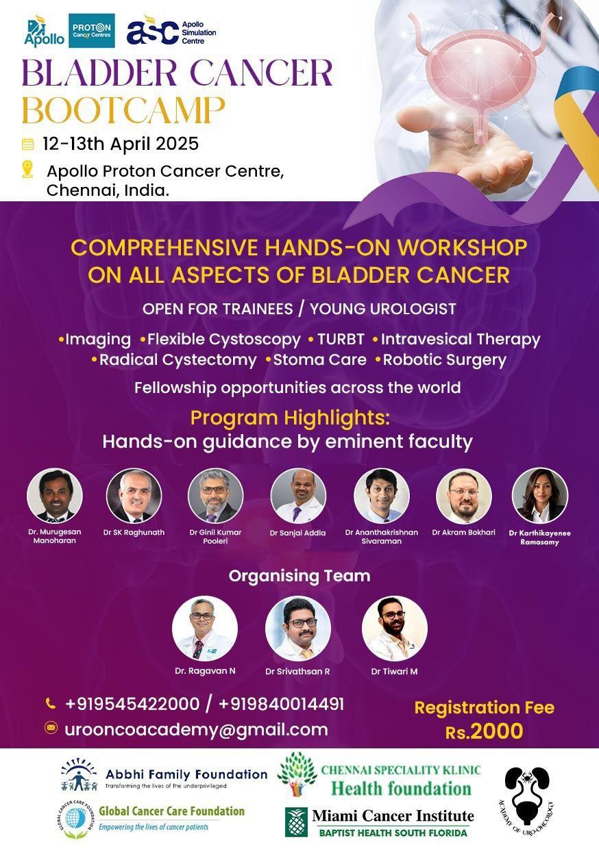 Bladder Cancer Bootcamp — 12–13 April 2025, Apollo Proton Cancer Centre, Chennai